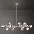 16-Light Globe Sputnik Chandelier, Mid Century Modern Light Fixture Over Table, Chrome Silver Linear Chandeliers for Dining Room and Kitchen Island (Smoke Grey Glass Bubble Shades, 40 Inch)