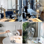 Bofea-Modern Glass Table Lamp,Desk Lamp for Home Office,Globe Nightstand Lamps with Clear Glass Shade,Touch Control Reading Light Creative Swing Arm Lamp for Living Room Study Room Decorative