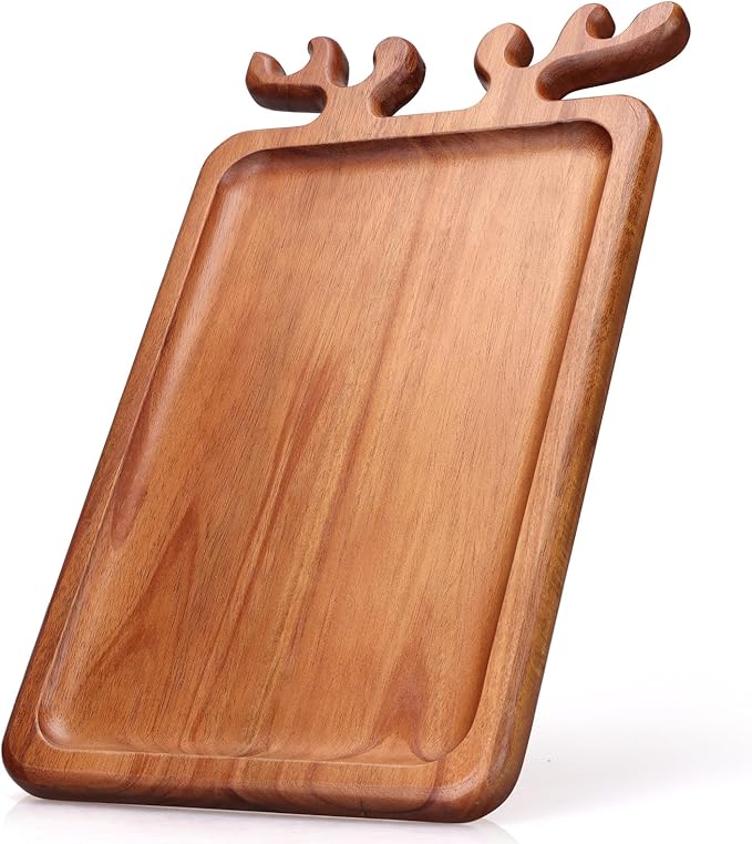 Decor Christmas Appetizer Platter for Xmas Charcuterie Board Wood Tray Kitchen Xmas Decoration Wooden Cheese Board Serving Dish Dessert Plate Reindeer Cookie Platters Gift