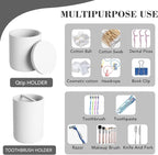 6-Piece Bathroom Accessory Set Resin, White Bath Accessories Complete with Toothbrush Holder, Lotion Soap Dispenser, 2 Qtip Holders,Vanity Tray,Bathroom Tumbler - Countertop Vanity Organizer