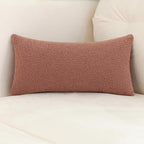 Jeneoo Dusty Rose Decorative Long Lumbar Thick Throw Pillow Covers Fine Textured Boucle Couch Cushion Case for Sofa Decor, Set of 1, 14 x 36 Inch