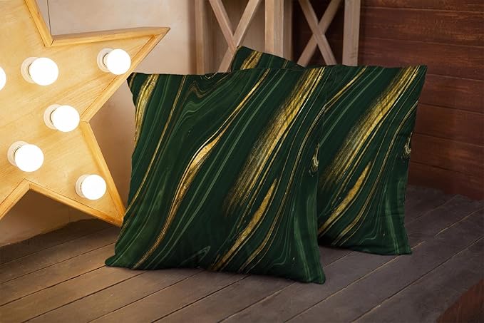 CAPSCEOLL Green Gold Throw Pillow Covers,Modern Abstract Art Painting Throw Pillows for Couch,Green Pillow Covers 16X16 Inch 2 Pcs Square Cushion Cover Gift for Couch Sofa