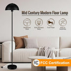 Floor Lamp for Bedroom Modern, Lamp with Mushroom Lampshade, 65.5" Tall Floor Lamp, E26 Base, Footswitch, ETL Listed, Industrial Standing Lamps for Living Room Nursery, Mid Century Home Decor, Black