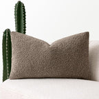MIULEE Textured Boucle Throw Pillow Cover Dark Brown Accent Solid Lumbar Pillow Case Decorative Soft Pack of 1 Couch Cushion Chair Sofa Bedroom Livingroom Home Decor,12x20 Inch