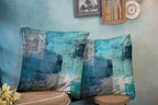 CAPSCEOLL Turquoise and Grey Art Artwork Throw Pillow Covers,Decorative Throw Pillow Covers 16 X 16 Inches Set of 2 Pillow Cases Decorative,Abstract Oil Painting Pillowcases for Bedroom,Living Room