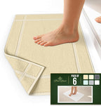 Pearl Linens Pack of 6 100% Cotton Bath Mat 20x30 inches, Soft & Absorbent Quick Dry Bathroom Mat Set, Not Bathroom Rugs, After Shower Mat, Bath Tub Mat, 687 GSM, Machine Washable, Beige