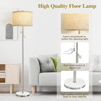 GyroVu Marble Floor Lamp, Adjustable Height Standing Lamp with Marble Base Tall Lamp with Pull Chain Switch Floor Lamps for Living Room, Bedroom & Office Bulbs Not Included(Silver)