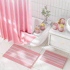 Bathroom Sets with Shower Curtain and Rugs and Accessories, Glass Bathroom Accessories Set Pink Bathroom Set Bathroom Sets, Pink Bath Mat and Diamond Soap Dispenser for Bathroom Decor