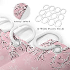 Pink Christmas Snowman Shower Curtain, Cute Winter Snowflake Snowman Pine Tree Decoration Xmas Shower Curtain for Bathroom, Farmhouse Christmas Holiday Fabric Bath Curtain Set with Hooks 72"X72"