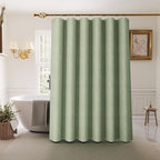 Inhousolu Boho Farmhouse Shower Curtain with Fabric Liner Set, Faux Linen Textured, 14 Metal Hooks Luxury Weighted Hem, Washable Wrinkle Free Bath Curtain for Hotel Bathroom 72" W x 84" L Sage Green