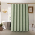 Inhousolu Boho Farmhouse Shower Curtain with Fabric Liner Set, Faux Linen Textured, 14 Metal Hooks Luxury Weighted Hem, Washable Wrinkle Free Bath Curtain for Hotel Bathroom 72" W x 72" L Sage Green