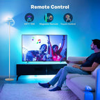 White RGBCW Floor Lamp, Bright Color Changing RGB Standing Lamp, Modern Stepless Dimmable LED Tall Lamp with Remote Control, 20W 3000-6000K Floor Lamps for Living Room, Bedroom, Office