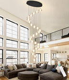 177'' Long Large Crystal Chandeliers 25-Lights LED Chandeliers for High Ceiling Handing Light Fixture for Hallway Foyer Staircase