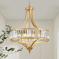 XINGQI 21.6" Modern Gold 6-Light Crystal Chandelier for Dining Room Large Round Pendant Lightting Fixture for Living Room Kitchen Island Bedroom