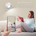 Romote LED Wall Sconce - Rechargeable Wall Light, 3 Colors & 3 Brightness Levels, 360째 Magnetic Rotating Head, Bedside Reading Lamp, Easy Install Battery Operated Wall Lamp Black Pack of 2