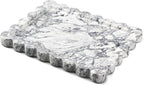 Genuine Scalloped Marble Tray, Real Natural Marble Stone Tray, Luxury Decorative Trays for Bathroom, Dresser, Vanity, Kitchen, Home Decor, 10.6" x 8", Calacatta Gray
