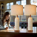 OYEARS 26.5" Table Lamp Set of 2 for Bedroom Living Room with USB A+C Charging Ports Modern Farmhouse Bedside End Lamps Rustic Nightstand Lamps,Brown