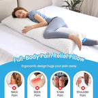 QUTOOL Luxury Cooling Body Pillows for Adults, Adjustable Loft Shredded Memory Foam Full Body Pillow, Long Pillow for Bed with Removable Double-Sided Soft & Cool Cover, White (18"x51")