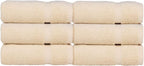 Luxury Hotel & Spa Towel 100% Genuine Turkish Cotton Hand Towels - Beige - Dobby Border - Set of 6