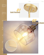 Emak 8 Inch Pendant Lights Kitchen Island, 2 Pack Gold Pendant Light Fixtures with Clear Glass Shade, Modern Island Lights for Kitchen, Dining Room, Bathroom, PL122-GD-CG-2PK