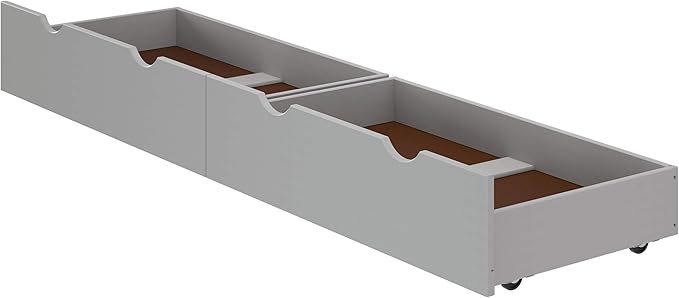 Underbed Storage Drawers, Set of 2, Solid Wood Rolling Organizers, Fits Bed Frames 9.75 Inches or Higher, Interior Dimensions 35 in. W x 19.25 in. D x 8 in. H, Dove Gray