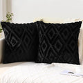 Pallene Black Throw Pillow Covers 22x22 Set of 2, Soft Plush Faux Fur Decorative Couch Pillow Covers for Sofa Bed Living Room Pillow Cases with 3D Diamond Pattern