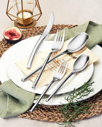 Lemeya 40-Piece Silverware Set for 8,Modern 18/10 Stainless Steel Flatware Set,Luxury Cutlery Set,Unique Utensils Set for Restaurant,Spoons and Forks Set,Mirror Polished,Dishwasher Safe
