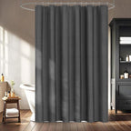 Rustic Country Faux Linen Shower Curtain Charcoal Grey, Heavyweight Polyester Fabric Shower Curtain Water-Resistant, 72 x 72 Inch Dark Gray Linen Look Hotel Bathroom Curtain Washable