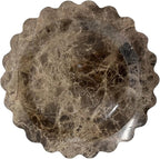 Marble Tray Round Scalloped Tray Small Serving Platter for Counter, Bathroom, Kitchen, Nightstand, Jewelry Ring Dish Holder (Coffee Net)