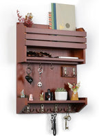 Key Holder, Wall Mounted Mail Organizer, Keys Holder on Wall with 9 Key Hooks, Auburn