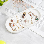 Elegant Ivory White Natural Marble Oval Tray 10x4.7 Inches for Bathroom Countertop, Vanity Jewelry & Perfume Organizer, Aesthetic Home Decor Accent