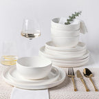 TheTerra Ceramic Dinnerware Sets for 4, 12 Pieces Porcelain Lightweight Plates and Bowls Sets, Scratch Resistant Dish Set, Oven & Microwave & Dishwasher Safe, Bright White