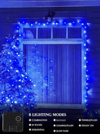 Solar Christmas Lights Outdoor Decorations Waterproof, Tatal 4 Pack 400LED 132FT Blue Solar String Lights Green Wire with 8 Modes, Christmas Fairy Light for Xmas Tree Party Wedding Yard Garden Decor