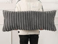 PANOD Faux Fur Decorative Lumbar Throw Pillow Covers 14 x 36,Plush Long Boho Lumbar Pillow Covers Pillow Case Cushion Case for Bed Sofa Farmhouse Livingroom,Grey