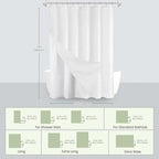 Inhousolu Boho Farmhouse Shower Curtain with Fabric Liner Set, Faux Linen Textured, 14 Metal Hooks Luxury Weighted Hem, Washable Wrinkle Free Bath Curtain for Hotel Bathroom 72" W x 72" L White