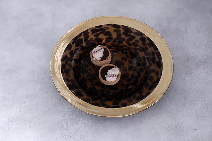 Beatriz Ball GLASS Tortoise and Gold Round Platter