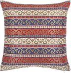 Decorative Throw Pillow Covers Red and Blue Kilim - 16 x 16 Inches Boho Pillows, Oriental Room Decor for Couch, Bohemian Outdoor Case for Farmhouse, Ethnic Shams, Aztec, Indian