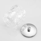 Home Glass Cotton Jar Holder Silver Lid, Elegant Bathroom Storage Canister for Qtips, Cotton Balls, Floss, Makeup Organizer, Vanity Bathroom Organization