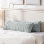 Fancy Homi Grey Blue Long Body Lumbar Lumbar Decorative Throw Pillow Covers 20x54 Inch for Bed Couch Bedroom Bench, Soft Corduroy Rectangle Solid Pillow Case, Rustic Farmhouse Boho Room Decor