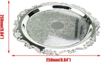 Quluxe Round Platter Serving Tray Metal Reusable Decorative Appetizer Platter Dessert Plate for Kitchen Party Centerpiece Display, 2 Pcs Silver (4 Inch+10 Inch)