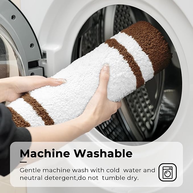 GRANNY SAYS Microfiber Bathroom Rugs Non Slip Washable, Water Absorbent Bathroom Mats for Tub, Soft Bath Mats for Bath Floor & Shower, Bath Rug, 24" x 36", Brown Bath Rugs