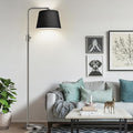 【Upgraded】 Dimmable Floor Lamp, 1000 Lumens LED Edison Bulb Included, Brushed Nickel Arc Floor Lamps Modern Standing Lamp with Black Shade, Tall Lamps for Living Room Bedroom