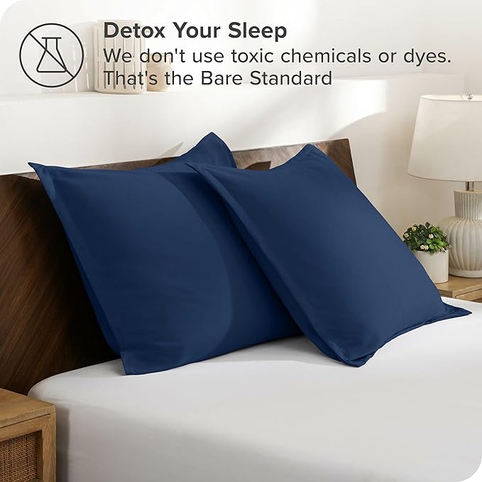Bare Home Euro Pillow Sham Covers - Set of 2 - Premium 1800 Ultra-Soft Microfiber - Double Brushed - Bed Pillow Shams - Pillows Not Included (Set of 2, Dark Blue)
