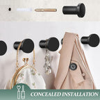 Metal Wall Hooks for Hanging,6 Coat Hooks Wall Mount,Heavy Duty Black Decorative Hooks for Cubicle Entryway,Bathroom Shower Hand Towel Hooks Hangers for Clothes Robe (Round)