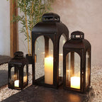 NEEDOMO Lanterns Decorative Indoor&Outdoor,Set of 3 Outdoor Lanterns for Porch, 26" Metal Frame Candle Holders with Glass, Fall, Christmas