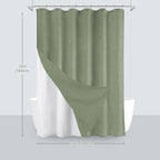 Inhousolu Boho Farmhouse Shower Curtain with Fabric Liner Set, Faux Linen Textured, 14 Metal Hooks Luxury Weighted Hem, Washable Wrinkle Free Bath Curtain for Hotel Bathroom 72" W x 72" L Sage Green