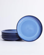 Ceramic Plates Set of 6, 8.0 Inch Reactive Glaze Dessert Plates, Modern Dinnerware Dishes Set for Kitchen, Microwave & Dishwasher Safe, Scratch Resistant-Light Blue