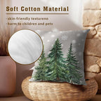 Christmas Pillow Covers 22x 22 Inch Pack of 2,Grey Xmas Tree Snow Winter Decorative Cotton Square Throw Pillowcases,Christmas Decor for Bedroom Sofa Couch Cushion