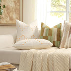 Boho Throw Pillow Covers 18x18 Set of 2 Neutral Woven Decorative Pillowcases Cotton Tufted Couch Pillows Modern Farmhouse Accent Cushion Covers for Sofa Couch Bed Living Room Home Decor, Golden Yellow