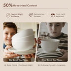 KINGSTONE Bone China Dinnerware Sets, 12-Piece Dinnerware Set for 4, Lightweight Durable, Dishwasher Safe, Tableware for Daily Use with Elegant Design, White